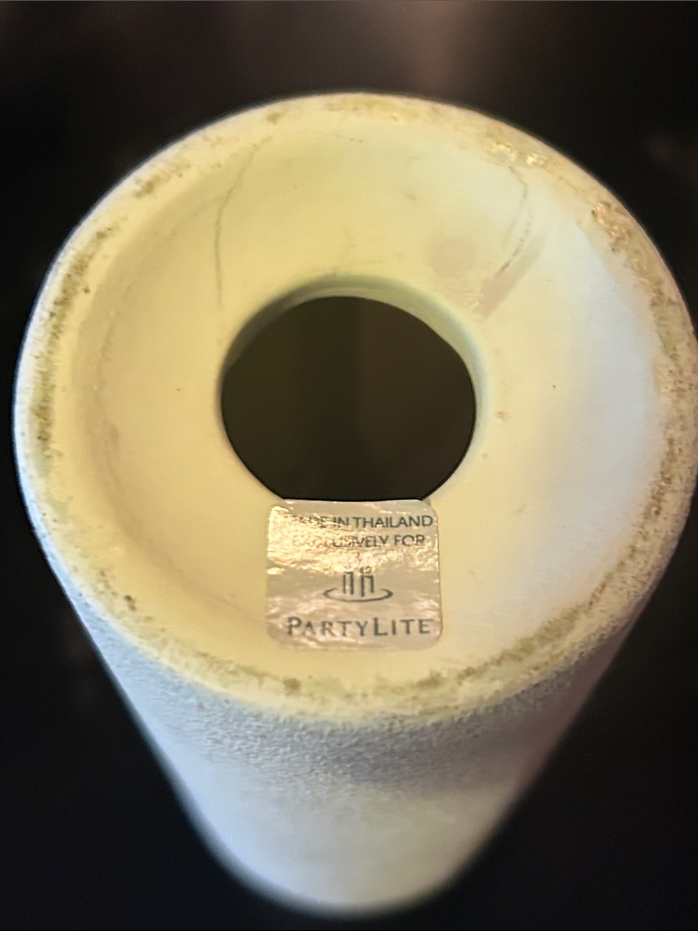 Party Lite Lavender Taper Candle in Cream Ceramic Holder 6.5” Tall - Picture 6 of 7